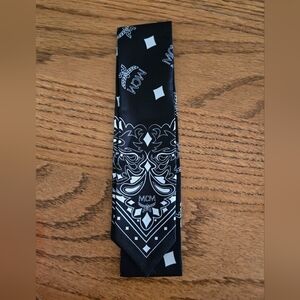 MCM Black and White Tie with Paisley Pattern